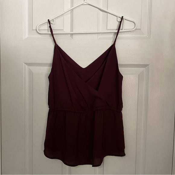 Aritzia Babaton Maroon Burgundy silky camisole with draped back size small - Picture 3 of 4